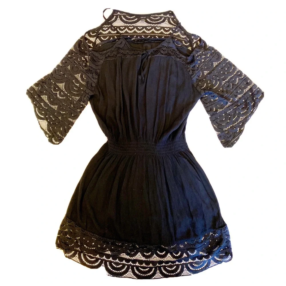 Raviya Black Lace Swim Cover-up~Size M Black Cold Shoulder